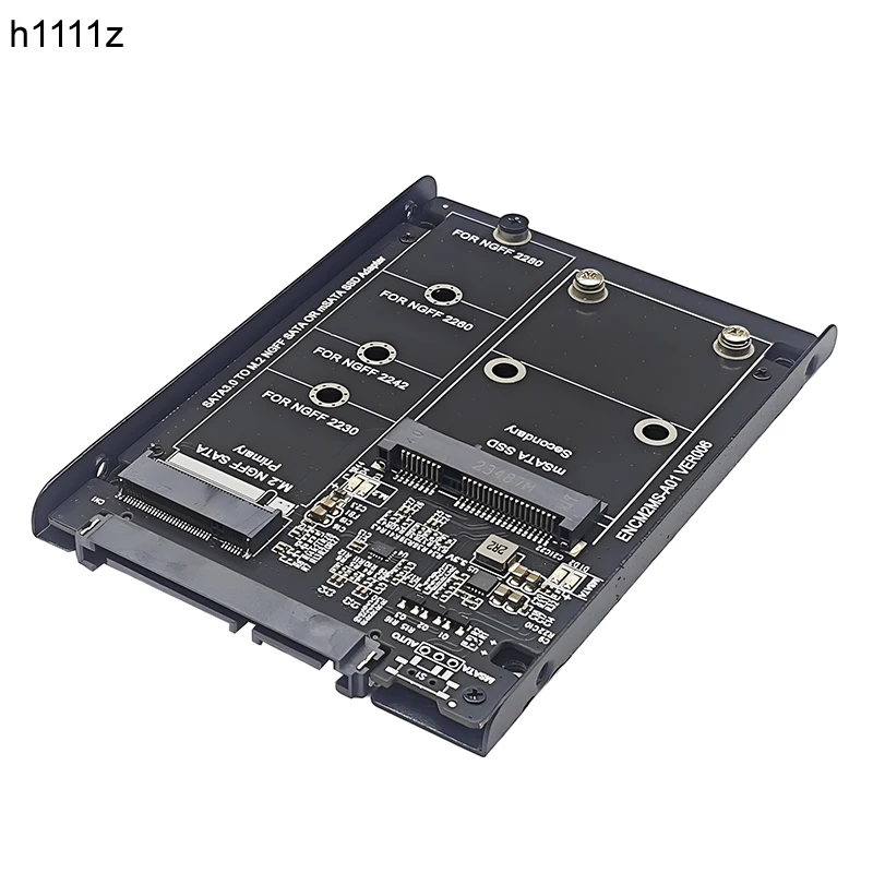 

SSD Case Enclosure M2 SATA + MSATA to SATA3.0 6Gb 2.5" Adapter Riser Card Board with Metal Socket Support M.2 SATA SSD mSATA SSD