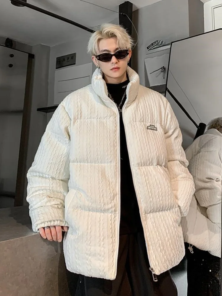 

Мужская утепленная зимняя хлопковая куртка с текстурной вышивкой, теплая, повседневная, свободного кроя, с длинными рукавами, на молнии