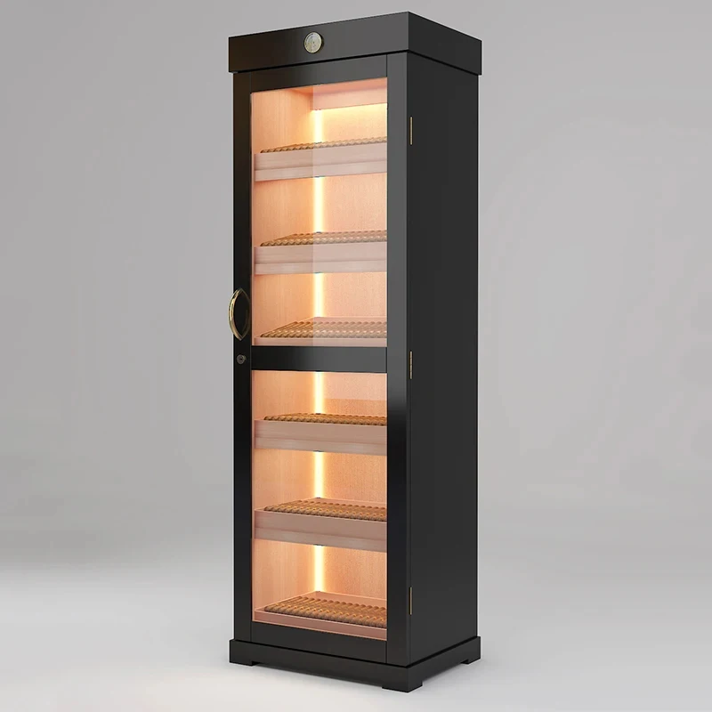 

custom.Factory Customized Smoke Shop Sliding Door Furniture Display Glass Humidor Cabinet Mahogany Wood Cigar