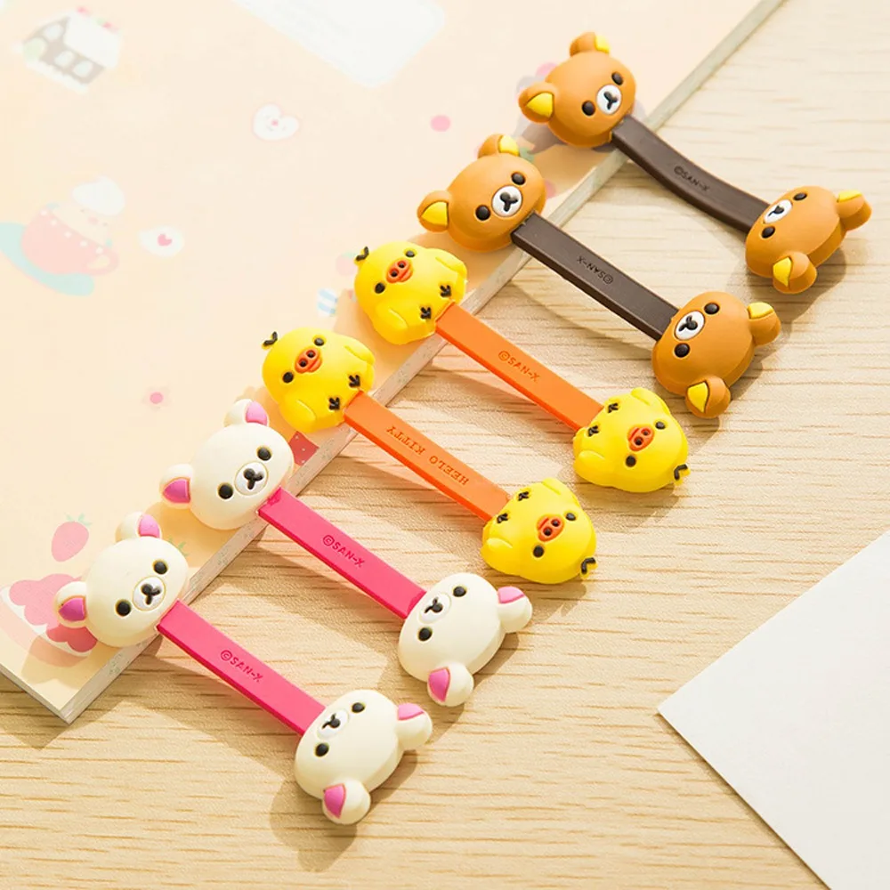 

2pcs Cord Management Cartoon Cable Winder Storage Anti Winding Cute Cord Organizer Cartoon Bear Data Cable Organizers