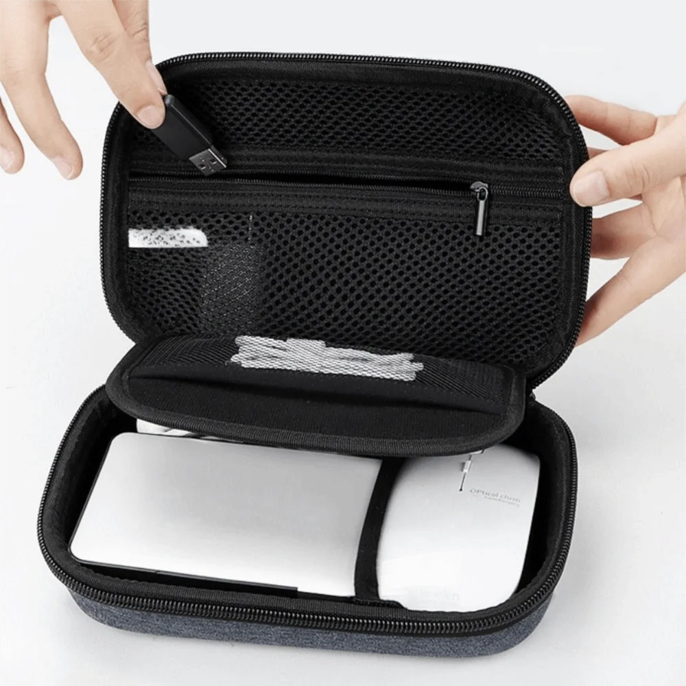 Большой вместительный органайзер для путешествий, портативная двухслойная сумка для хранения цифровых аксессуаров, твердая сумка-органайзер для офиса