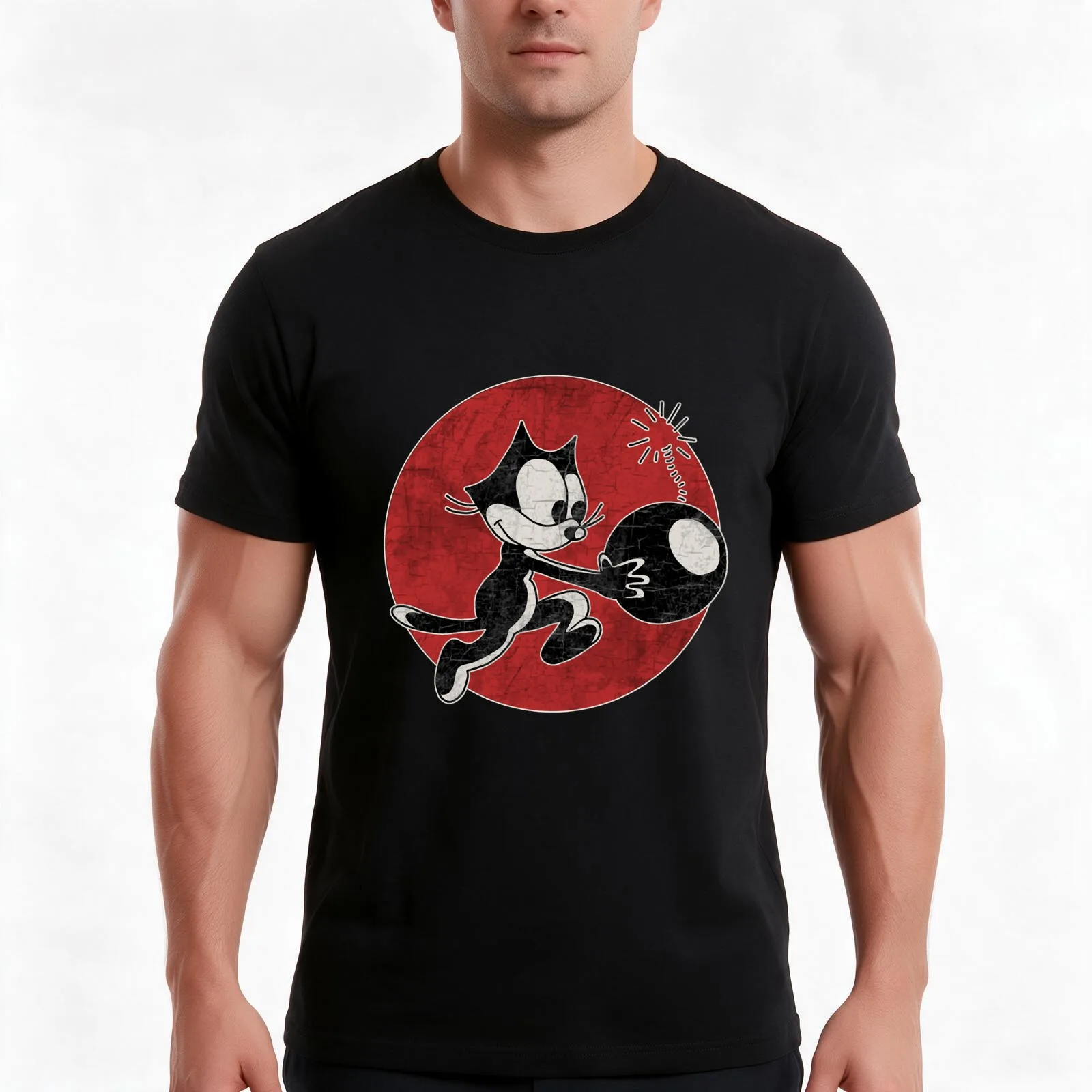 Félix le chat à la bombe T-Shirt, Summer Casual Cotton Tee, Oversized Streetwear Tops, Vintage Graphic Print, Unisex Men Women