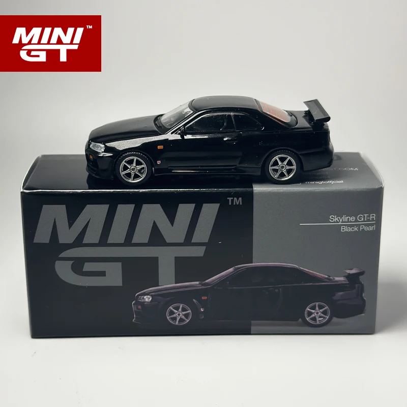 MINIGT 1:64 Skyline GTR R34 V-Spec Black Pearl alloy car Model 570