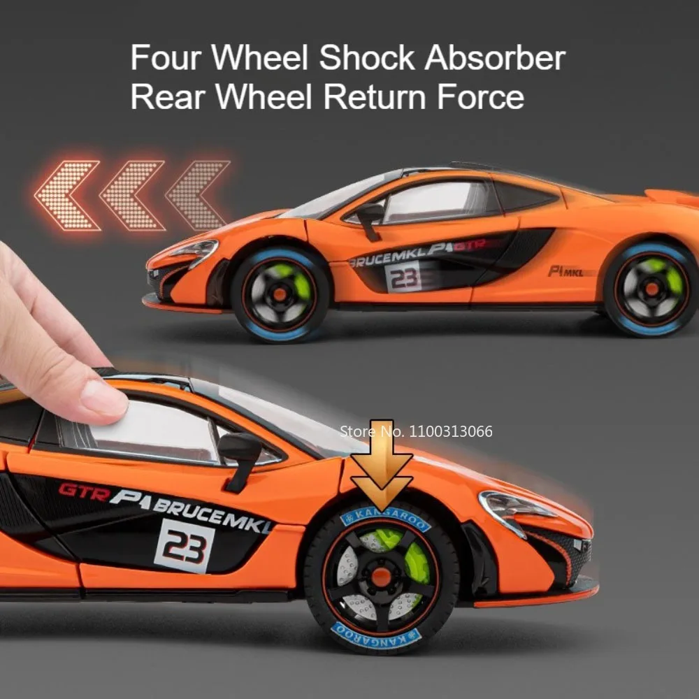 1:24 P1 720S modelos de coches deportivos juguetes aleación Diecast rueda tirar hacia atrás vehículos en miniatura puertas coche abierto para niños regalos de cumpleaños