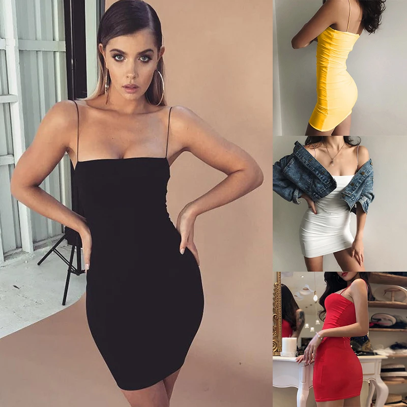 

Female Solid Colour Versatile Short Skirts Sleeveless Women's Sexy Thin Light Dress Temperament Streetwear