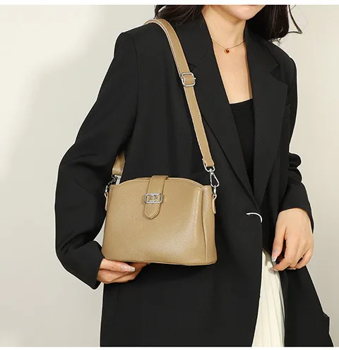 

2025 Fashion Women's Leather Bucket Bag - Large-Capacity Casual Shoulder Bag, Light Luxury Messenger Handbag​​
