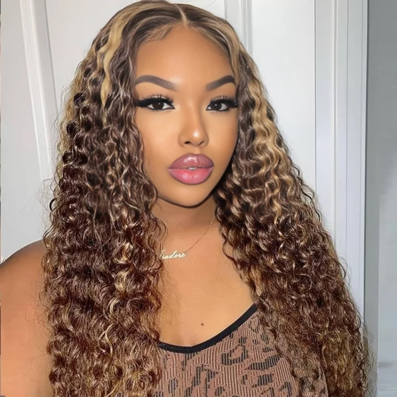 deep water wave highlight curly 13x6 hd lace frontal wigs human hair 100% brazilian choice for women cheap on sale clearance