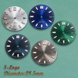 New 28.5mm NH35 Dial SUB MOD Dial S Logo Sunray Dial Fit NH35/NH36 Movement Green Luminous 3/3.8/4.2 O'clock Watch Accessories