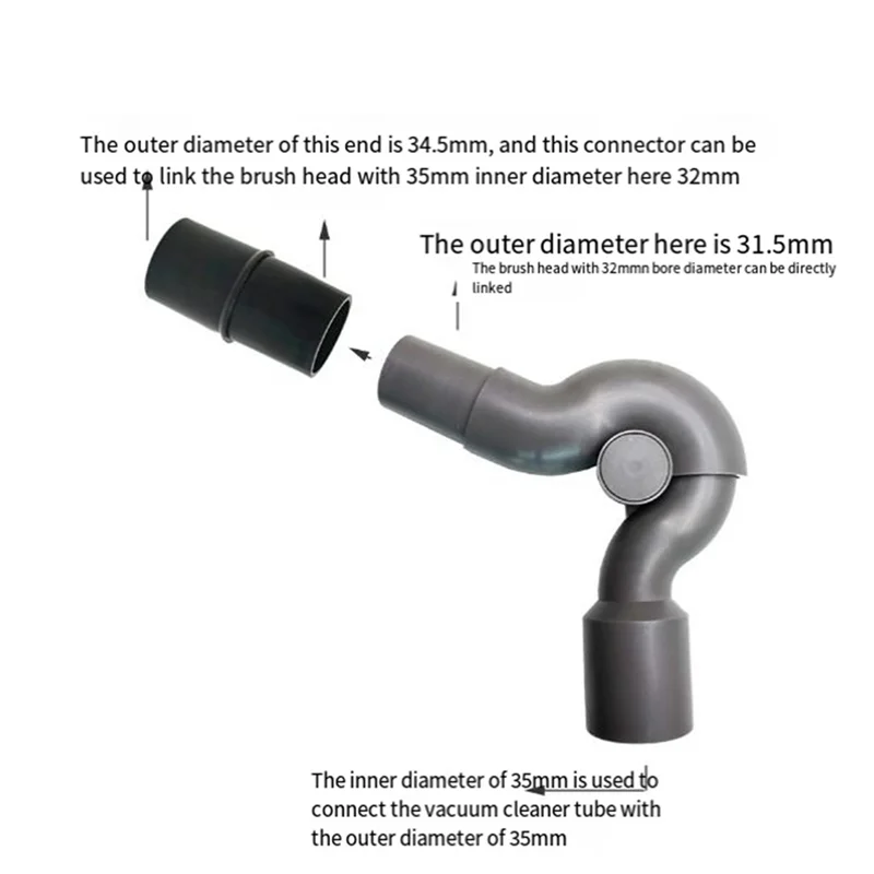 B24B 1 Juego de adaptador de codo inferior 35-32Mm de diámetro herramienta de liberación rápida adaptador inferior accesorios para aspiradoras sin flexión Universal