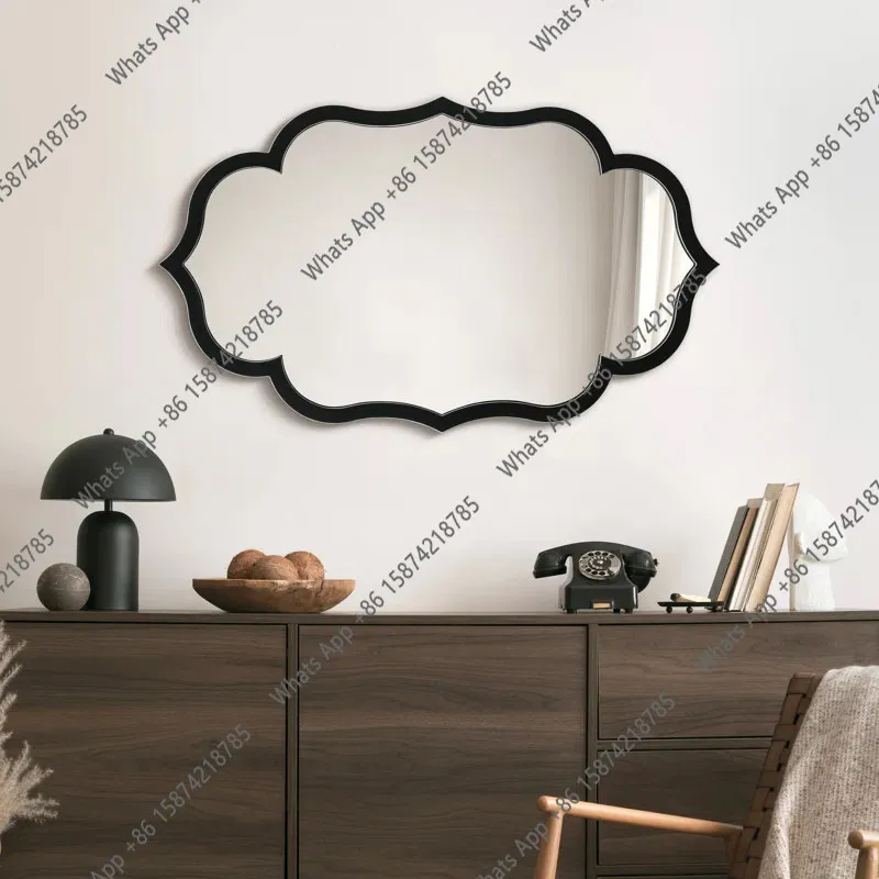 Luminous wrought iron square sticker diamond beauty salon golden day Nordic decorative makeup mirror clothing store bathroom