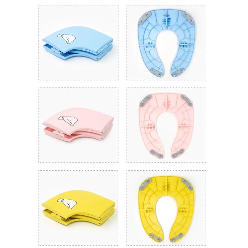 Foldable Baby Travel Toilet Seat Washable Non-Slip Travel Potty Seat Cartoon Suction Cups Potty Seat Cover Public Restrooms