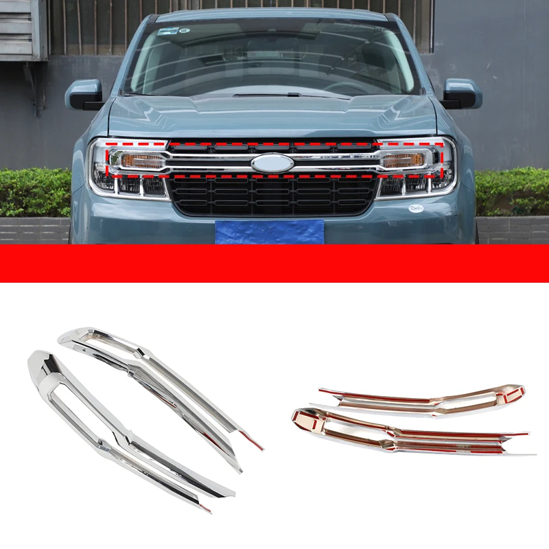 

Car Grille Mesh Decoration For Ford Maverick C2 W8E W8F FWD AWD 2022-2025 Grille Grill Moulding Trim Strips Car Accessories
