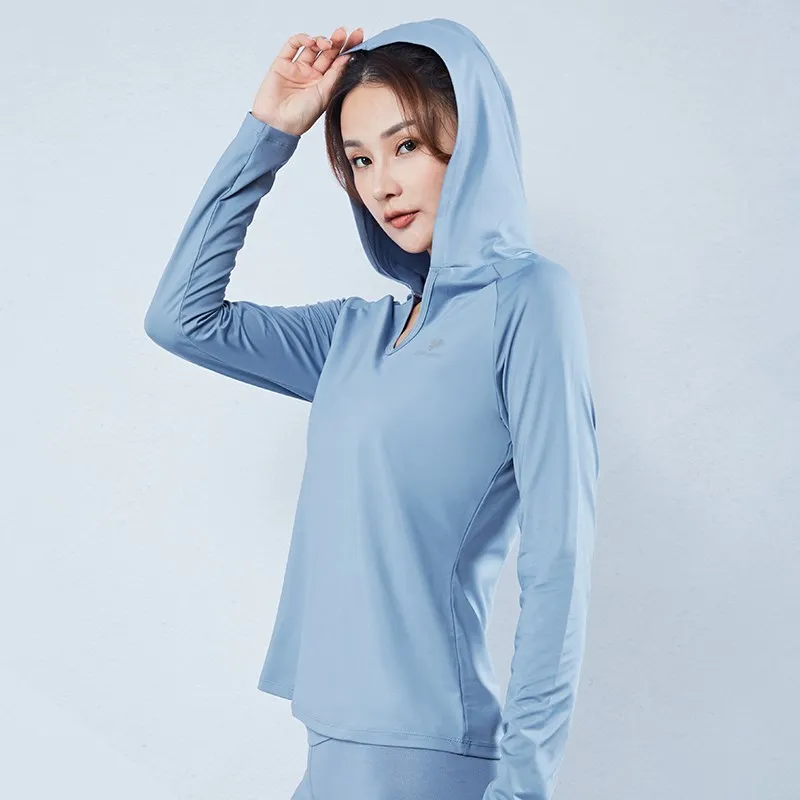 Women V-Neck Running T-Shirts Long Sleeves Gym Fitness Sweatshirts Quick Dry Training Outdoors Hoodies Thin Sports Yoga Clothing