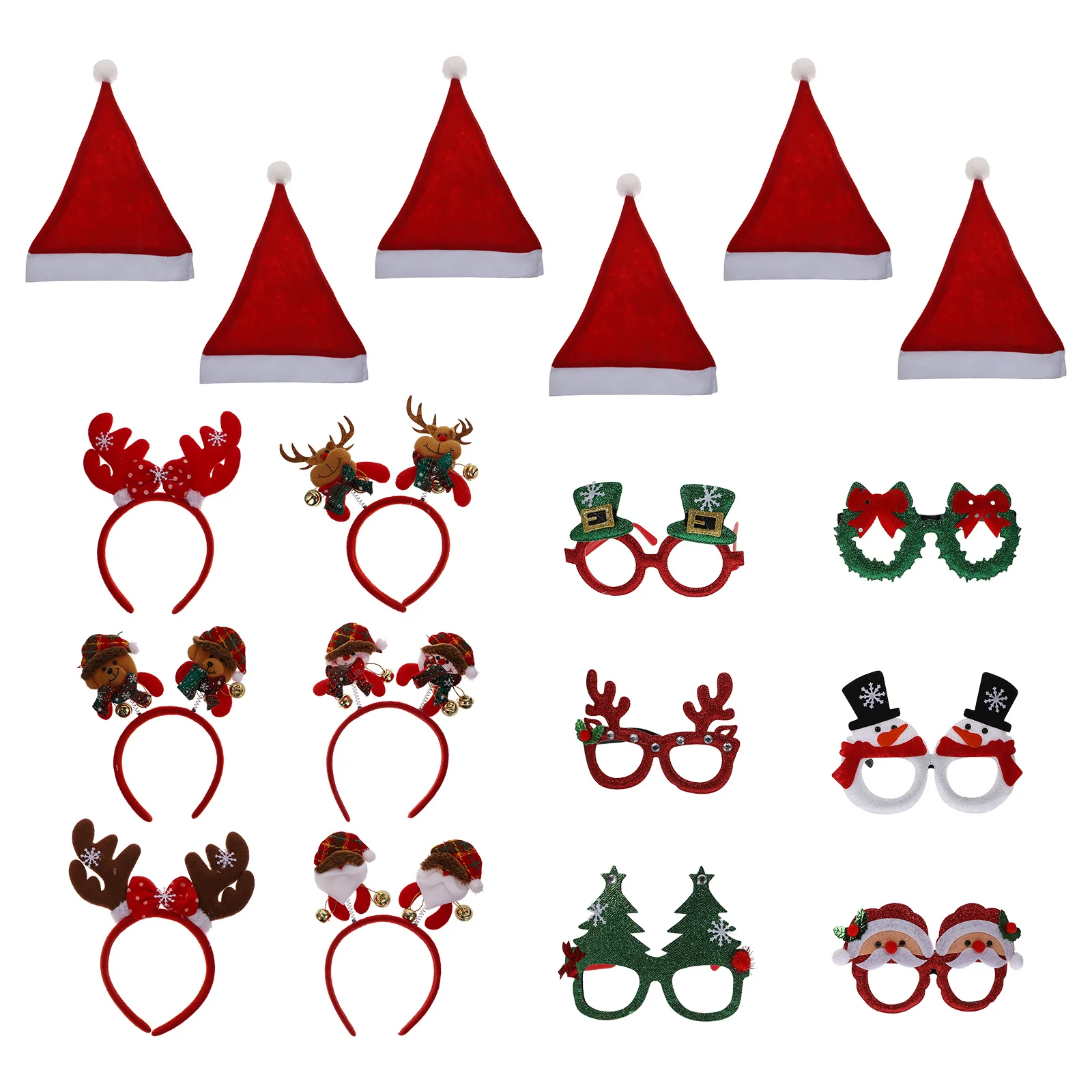 

1Set Christmas Party Prop Set Christmas Hat Hairband Xmas Glasses Frames Prop Festive Headwear Costume Supplies
