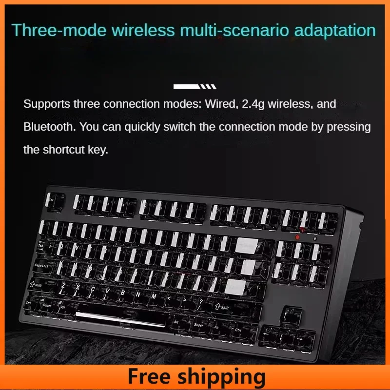 

New MT87 Transparent Mechanical Keyboard and Mouse Set Wireless Bluetooth Three-mode Gaming Office Mechanical Keyboard