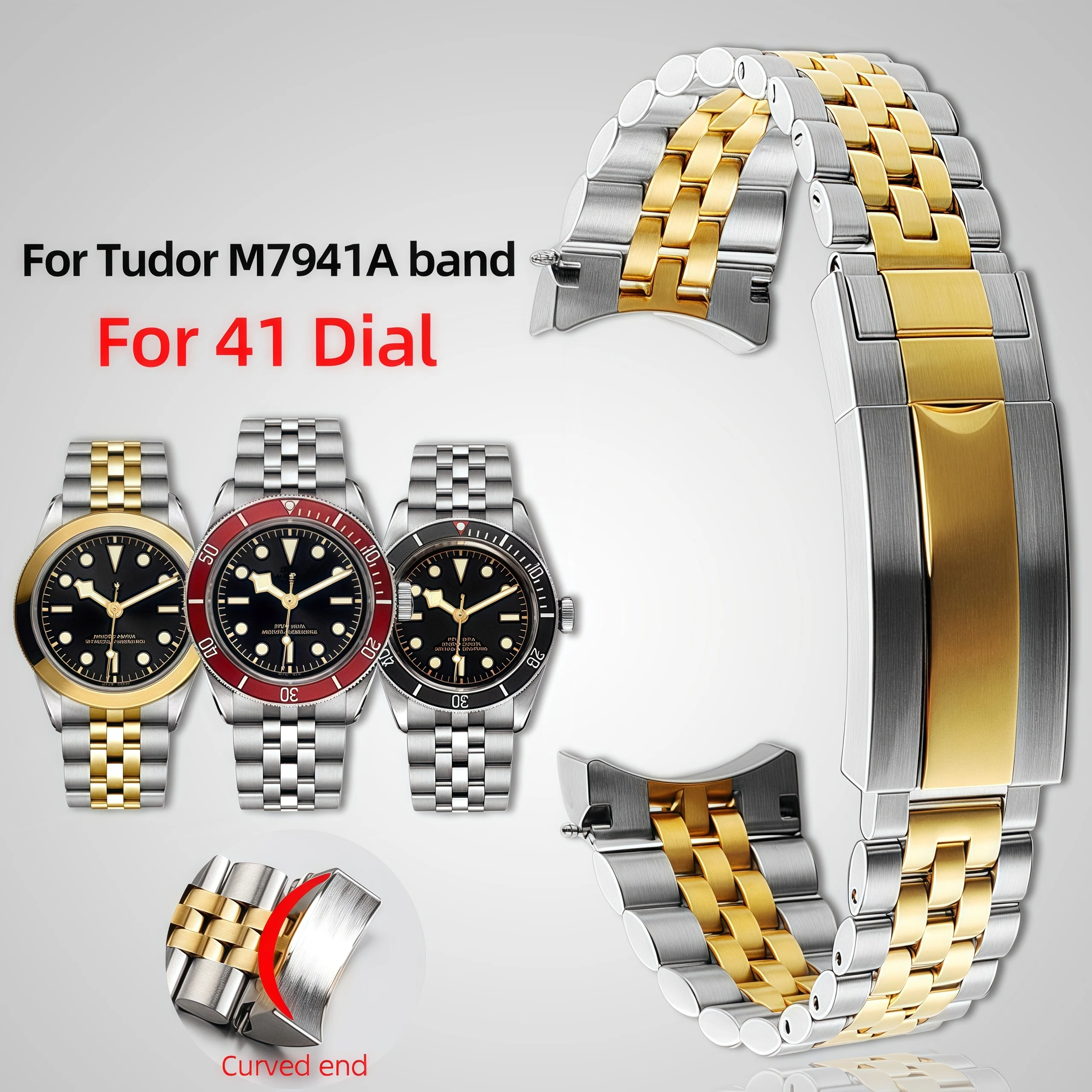 For TUDOR Black Bay Series M7941A Red Shield 41mm 20 21mm 22mm Five-Link Stainless Steel Watch Band Mens Replacement Watch Strap