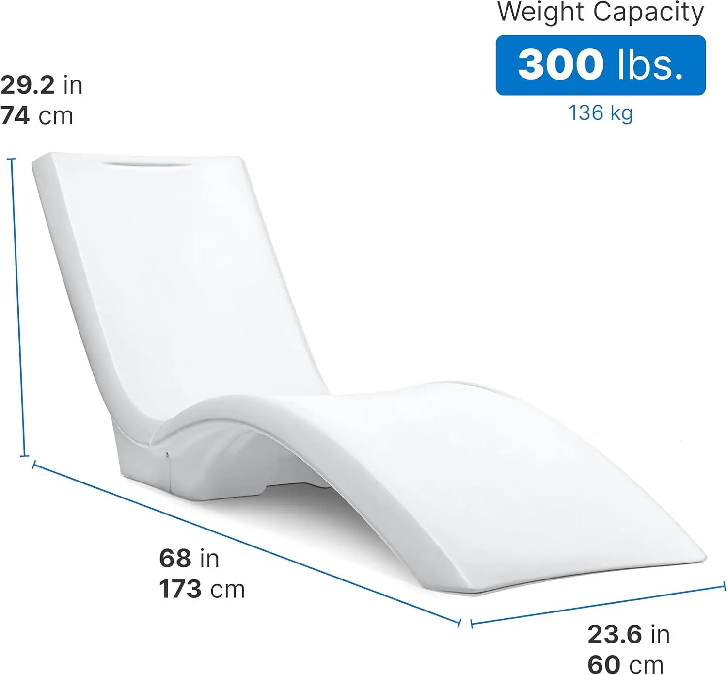 Step2 Vero مقاوم للبهتان، أثاث حديقة مقاوم للماء، كرسي صالة رف الشمس، مناسب لحمامات السباحة مع أرفف حتى 9 بوصة