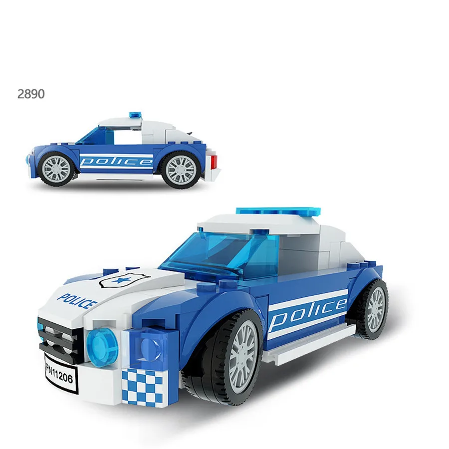 5 Style City Police Car Truck Engineering Vehicle Building Block Car Model Children Diy Bricks Set Toy Kids Gift