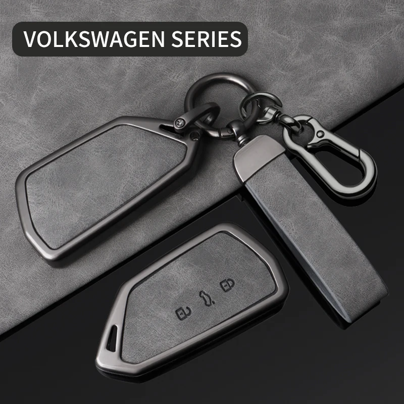 

Car Alloy Leather Remote Key Case Fob Cover Holder Shell for Volkswagen Golf 8 Mk8 2020 Skoda Minolta A8 2021 Car Accessories