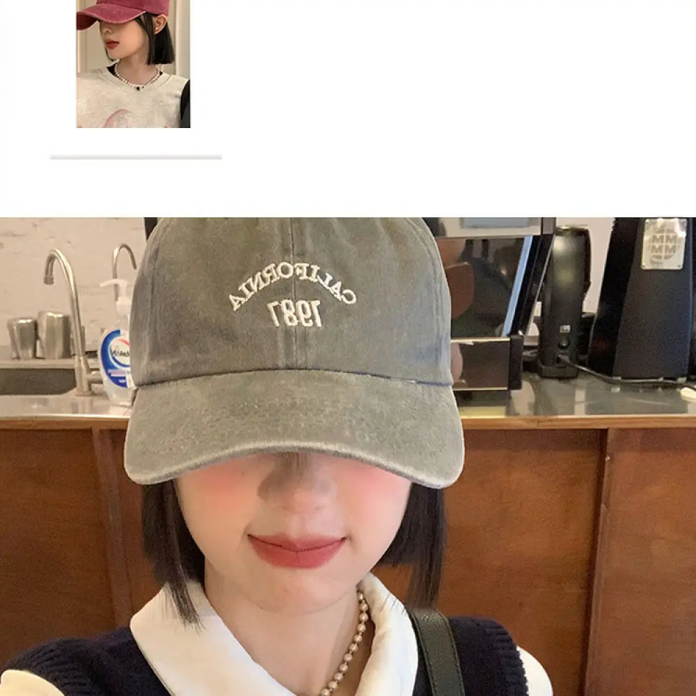 Vintage Washed Jean Baseball Cap Soft Brim Sun Protection Hat Letter Pattern Unisex Casual Outdoor Travel Headwear