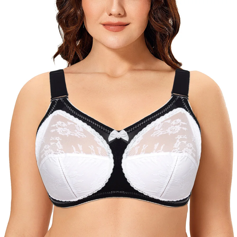 White Lace Bra Women Push Up Bras For Women Full Cup Wireless Large Bosom Plus Size Bra 34 36 38 40 42 44 46 48 50