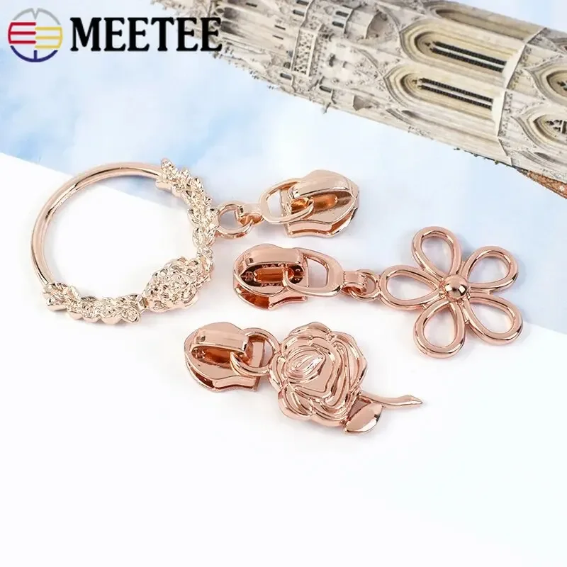 5/10/20Pcs 5# RoseGold Zipper Puller Sliders for Nylon Zippers By The Meter Repair Closure Zips Head Zip Lock Sewing Accessories