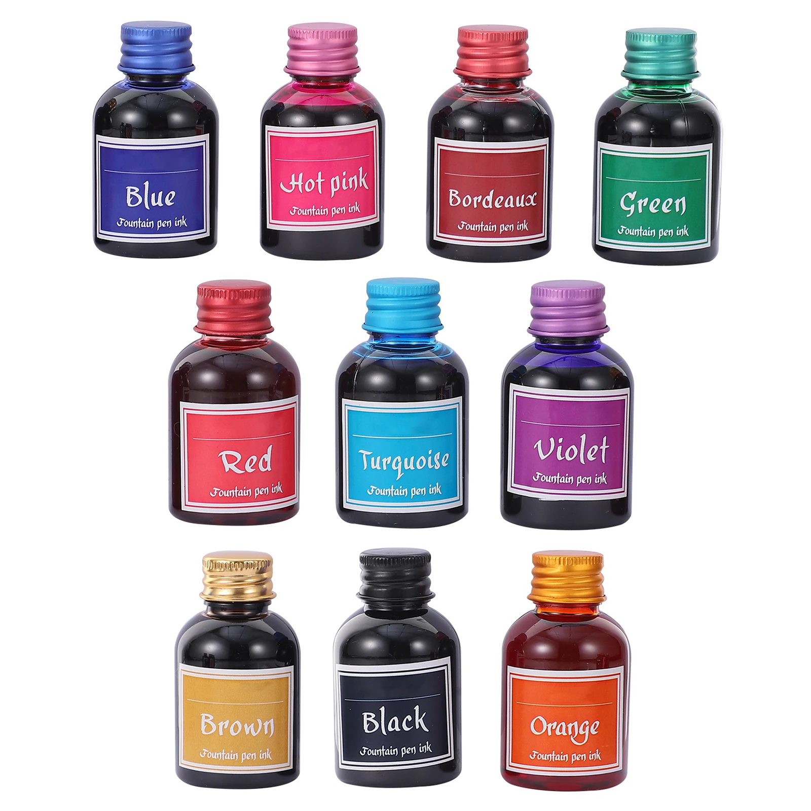 

10 Bottles Quick-drying Non-Carbon Ink for Fountain Pens Calligraphy Supplies Dip Pen Drawing Writing Ink Black Color