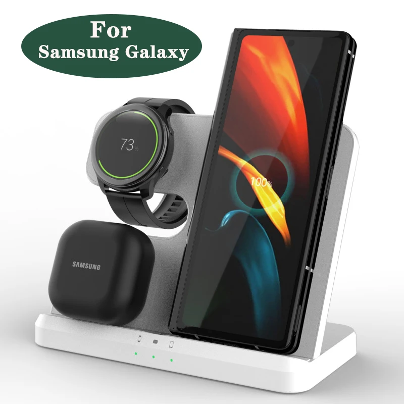 Wireless Fast Charging Station, Charger Stand, Samsung S24 S23 Ultra, S22, S21, S20, Galaxy 7 Ultra 6 5, 4, 3 Active,3 in 1