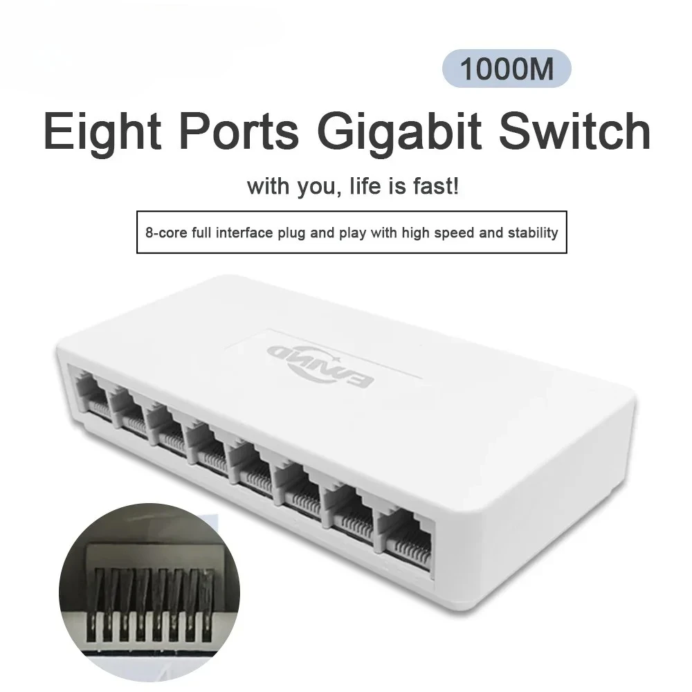 2026 5/8 منافذ UTP RJ45 جيجابت محول إيثرنت 1000 ميجابت في الثانية مفاتيح شبكة صغيرة إيثرنت الفاصل سريع إيثرنت السيارات MDI/MDIX