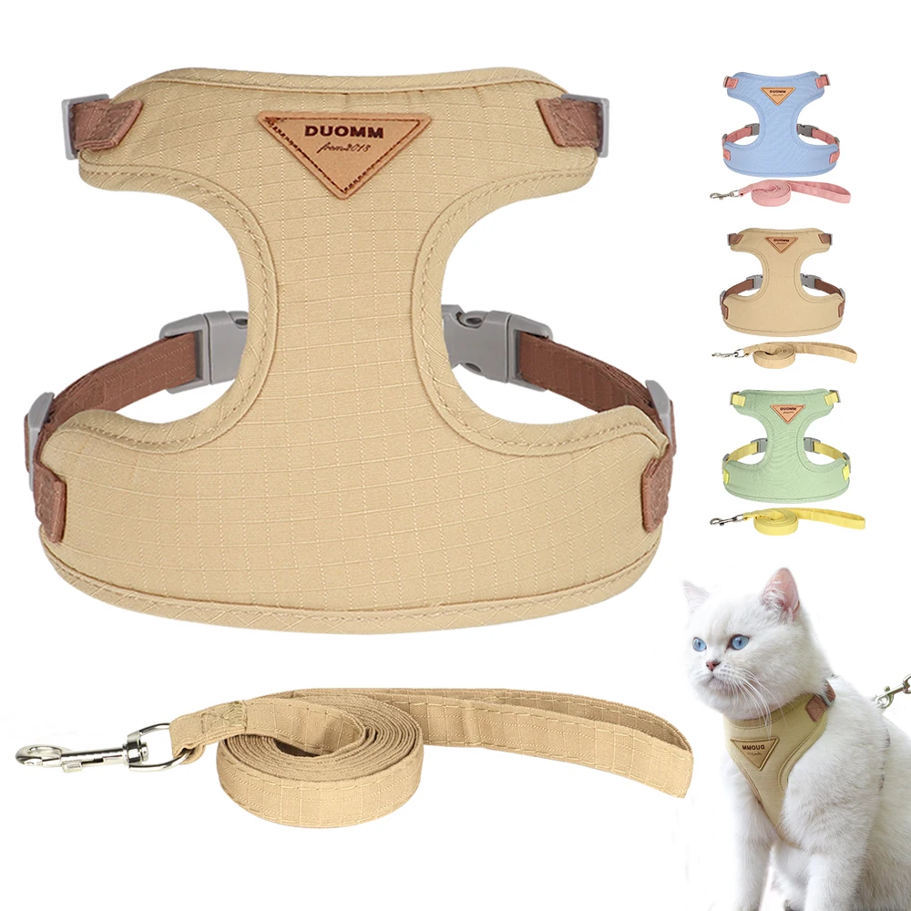 

Fashion Cat Dog Harness and Leash Set Soft Suede Fabric Puppy Cat Harnesses Lead Pet Kitten Vests with Rope For Small Dogs Cats