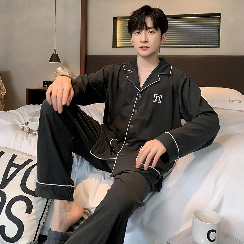 MiiOW Dralon Men's Winter Pajamas Set Loose Long-sleeves Cardigan Sleepwear Thick Warm Homewear Softness Man Loungewear Pyjamas