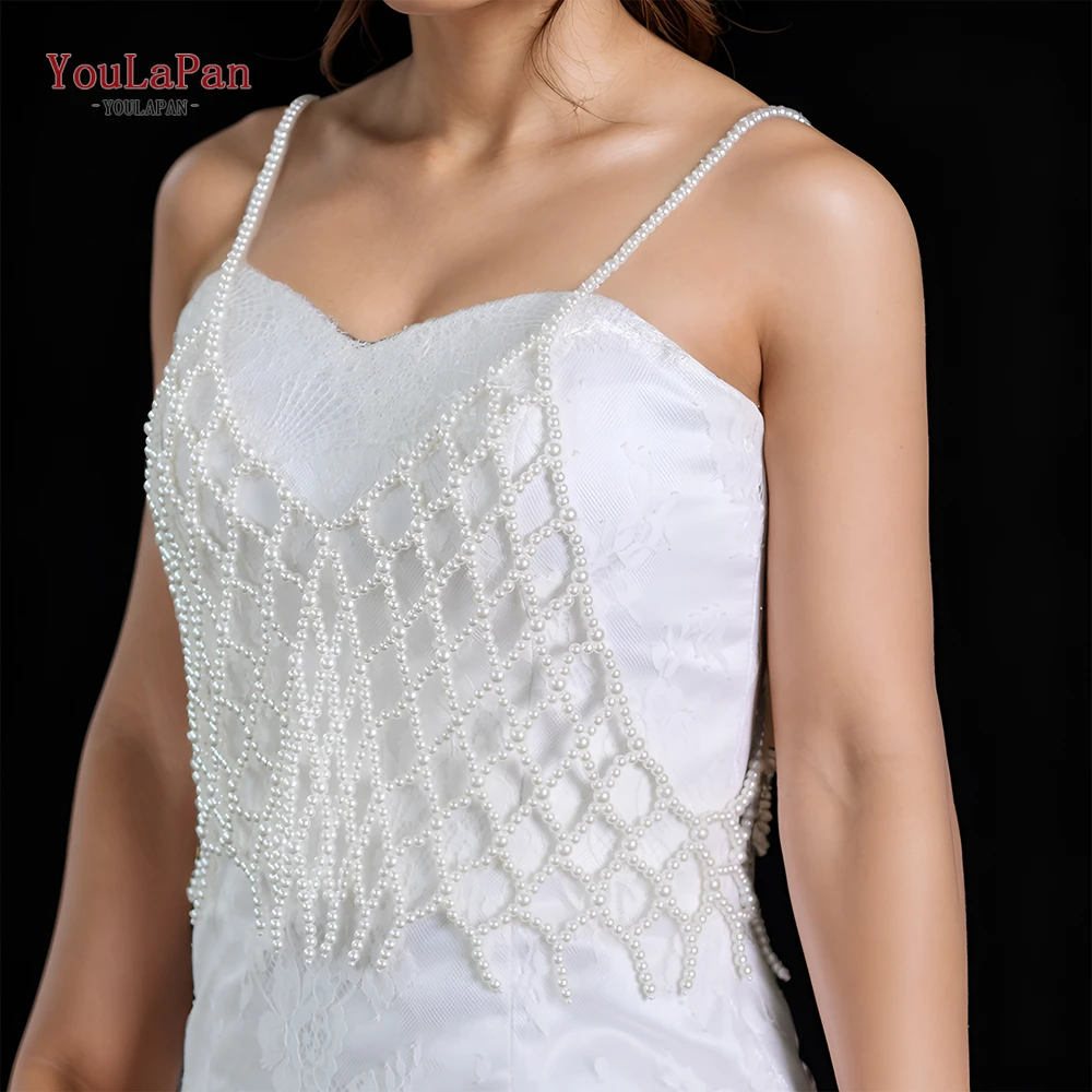 

YouLaPan G101 Sexy Pearl Beaded Body Chain Bachelorette Party Accessories Summer Women Short Vest Pearls Top Bikini Body Jewelry