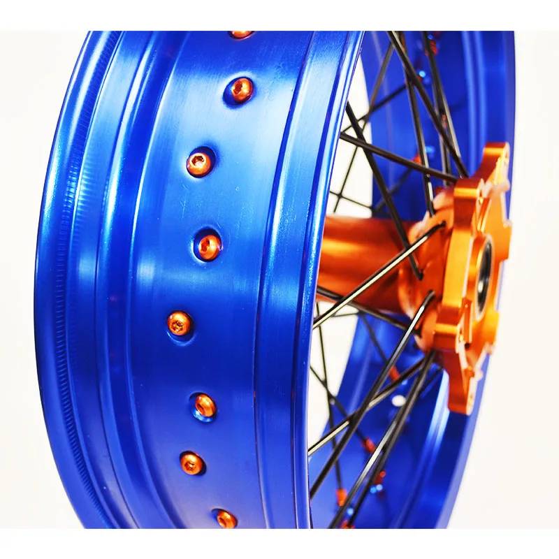 MOQ 1set 17 Inch Motorcycle Motard Spoke Rim 36 Holes Supermoto Wheels