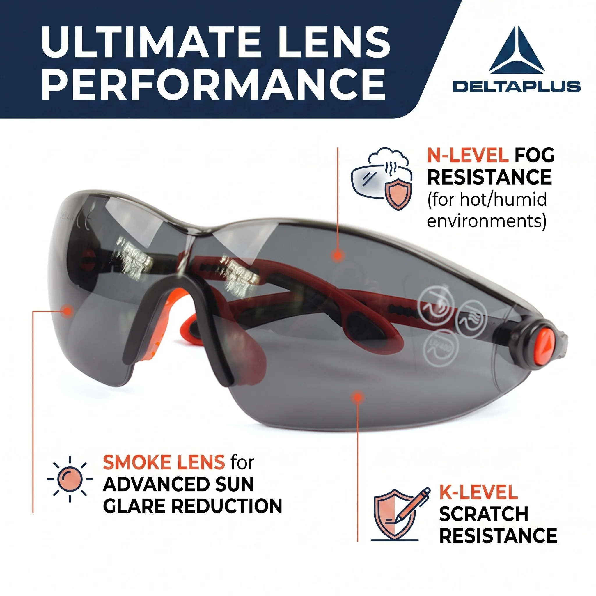 DELTA PLUS Safety Glasses VULCANO2 Anti Fog Scratch Protection Eyewear Industrial Outdoor Cycling Sun Smoke Work Goggles CE