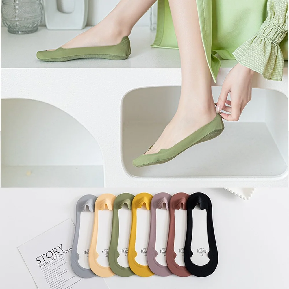 Colorful Women Thin Breathable Summer Invisible Sock Slippers No Show Socks Anti-slip Silicone Low Cut Ankle Boat Socks for Girl