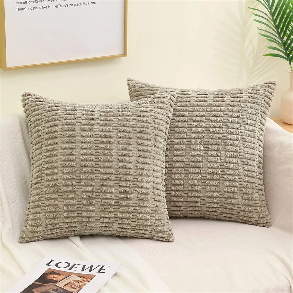 Homaxy Corduroy Striped Cushion Cover 50x50cm Square Pillow Cover Soft Pillow Case 45x45 Luxury Decor Pillowcase For Living Room