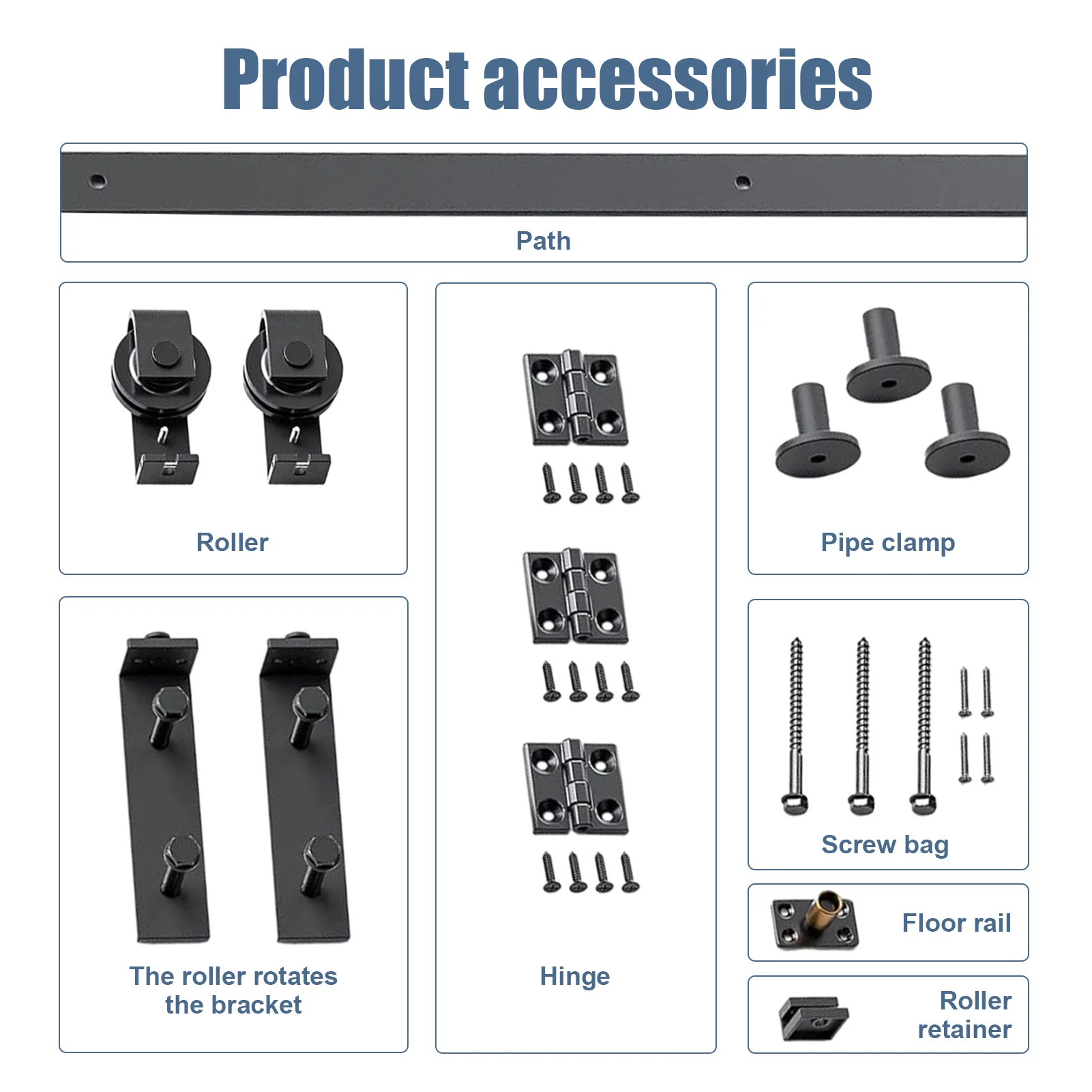 

Folding Barn Door Hardware Kit, Heavy Duty J Shape Door Hardware Set Multipurpose Closet Rail Roller Accessory for 48 Inch Door