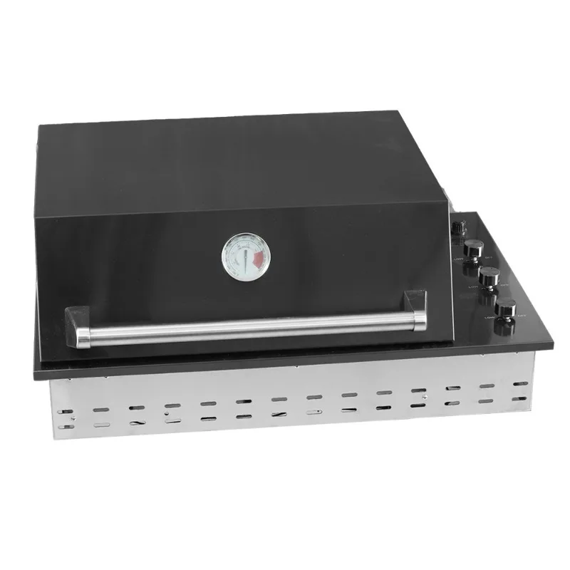 

Уличный газовый гриль для сада и двора из высококачественной черной нержавеющей стали, сверхпрочный, класса люкс, для установки в бетон, на сжиженном газе (LPG) и природном газе (NG)