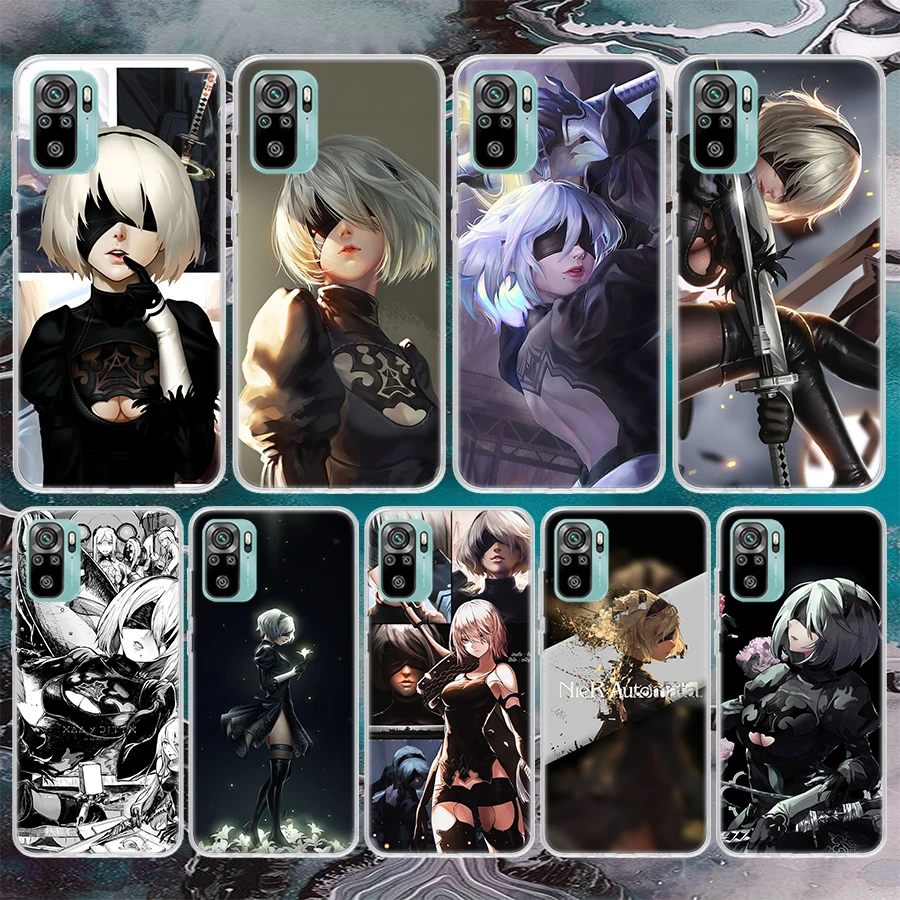 2B Nier Automata Anime Soft Phone Case For Xiaomi Redmi Note 12 12S 13 11 11S 10 Pro 10S 11T 9 9S 8T 8 11E Plus 7 Pattern Cover