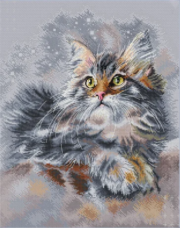 

Embroidery Threads for Christmas, Cross Stitch Kits, Embroidery Set, Little Gray Cat, 38-45 Embroidery