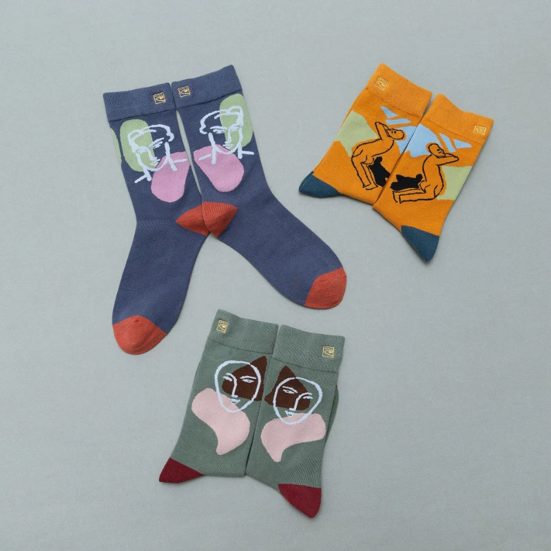 Trendy cartoon socks original hand-painted street graffiti pattern neutral street all-match socks