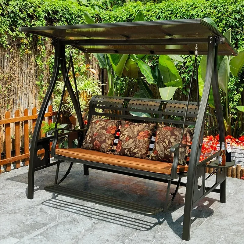 Swing Outdoor Courtyard Garden Balcony Outdoor Rainproof Solar Cast Aluminum Hanging Chair Double Rocking Chair Internet