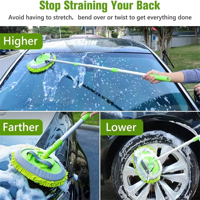 Car Cleaning Brush Detailing Adjustable Super Absorbent Car Wash Brush Telescoping Long Handle Cleaning Mop Auto Accessories