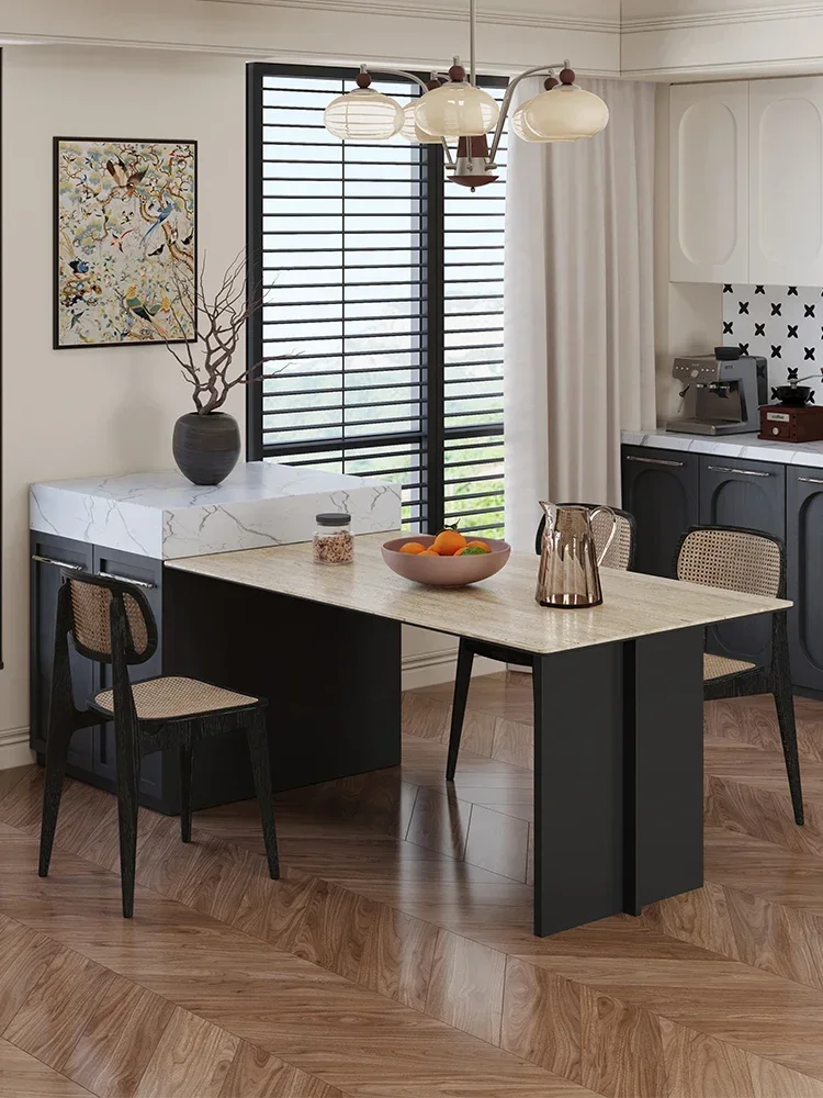 Slate dining table Small household minimalist modern simple rectangular dining table and chair combination