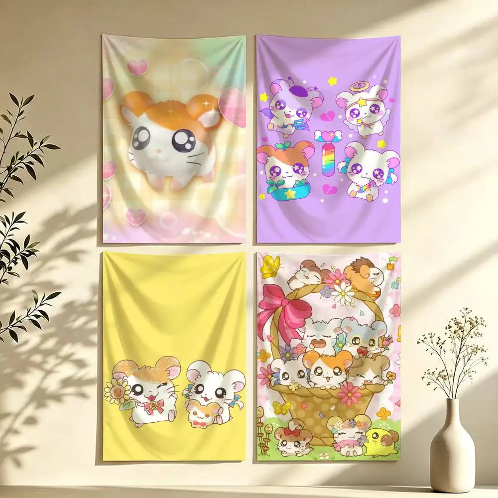 CUTE H-Hamtaro Kawaii World Various Flag Digital Printing Banner for Garage Wall Out Door Decoration