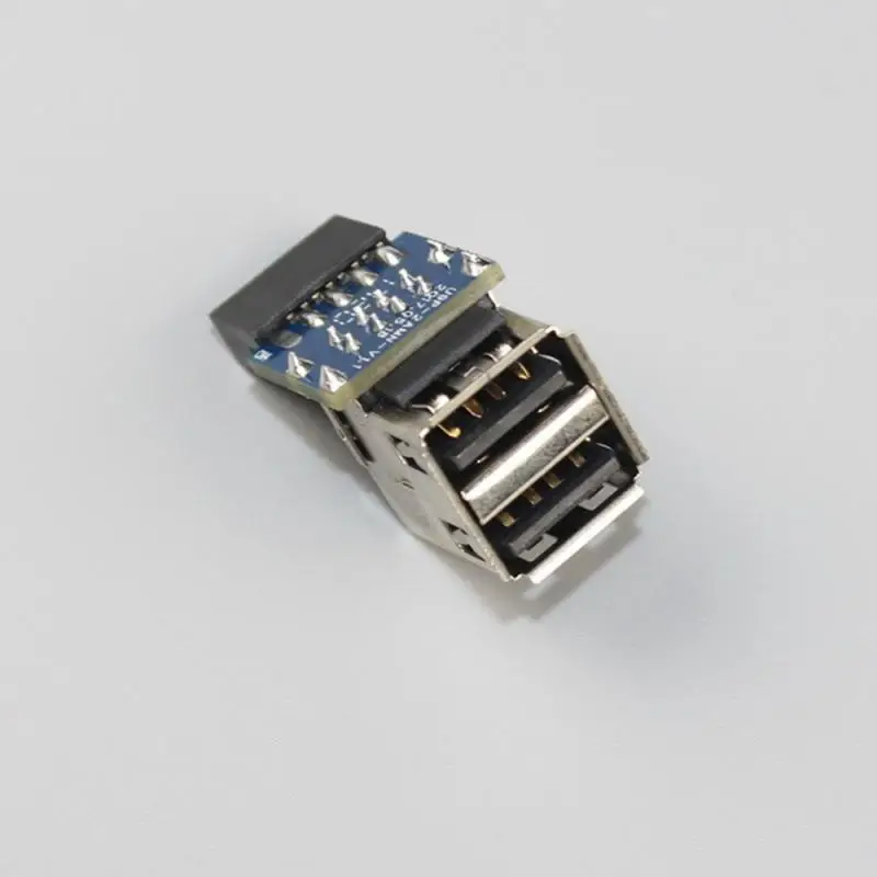USB 2.0 Adaptador de Placa Mãe Interna para PC, Card Extender, 9Pin Feminino para 2 Porta A Feminino, Placa Conversor, Novo