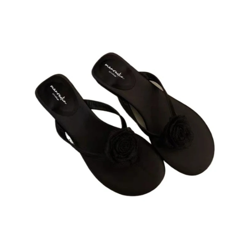 Flower Women Flats Slippers Fashion Flip Flops Summer Clip Toe Shoes Designer 2025 New Sandals Casual Slingback Woman Slides