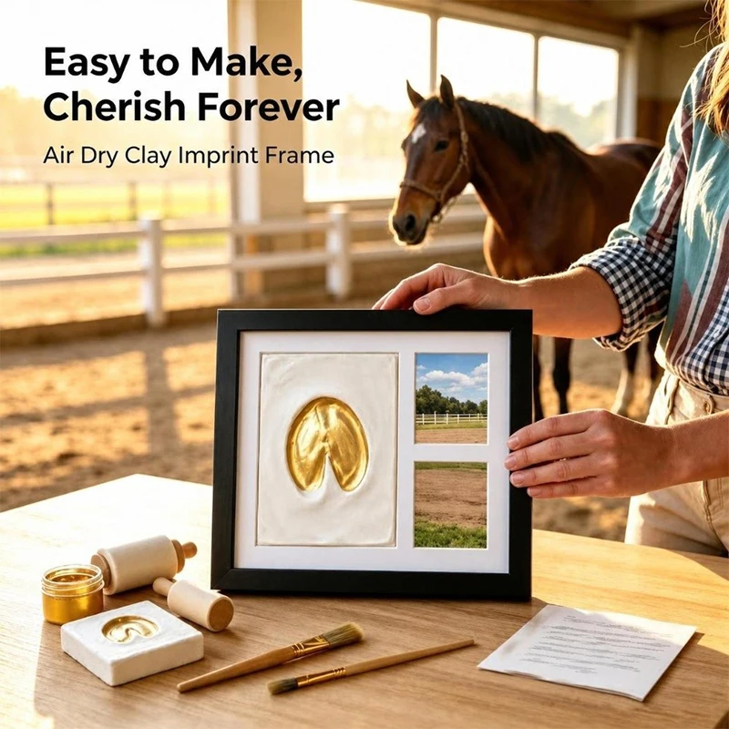 DIY Pet Paw Print Kit Air Dry Clay Photo Frame Wooden Stand Prints Kits Dog Cat Display Tabletop Keepsake Memory Cherish Pad Set