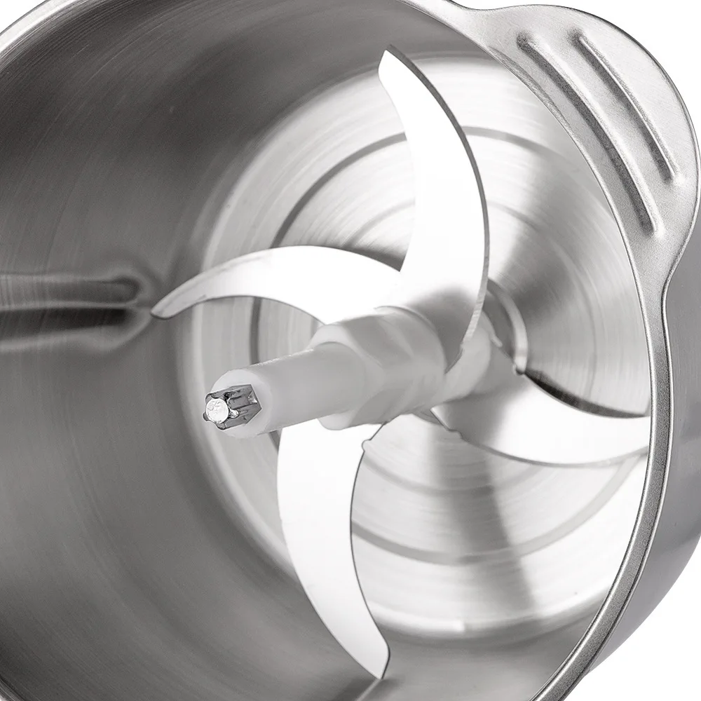 휴대용 다기능 3L 스테인리스 스틸 분쇄기 전기 고기 다지기 야채 마늘 블렌더 믹서 손잡이 포함