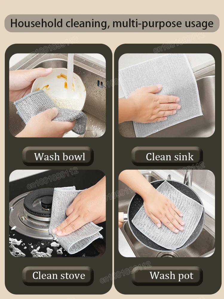 Magic Cleaning Cloth Kitchen Dishwashing Towel Metal Steel Wire Cleaning Rag for Dish Pot Cleaning Tools